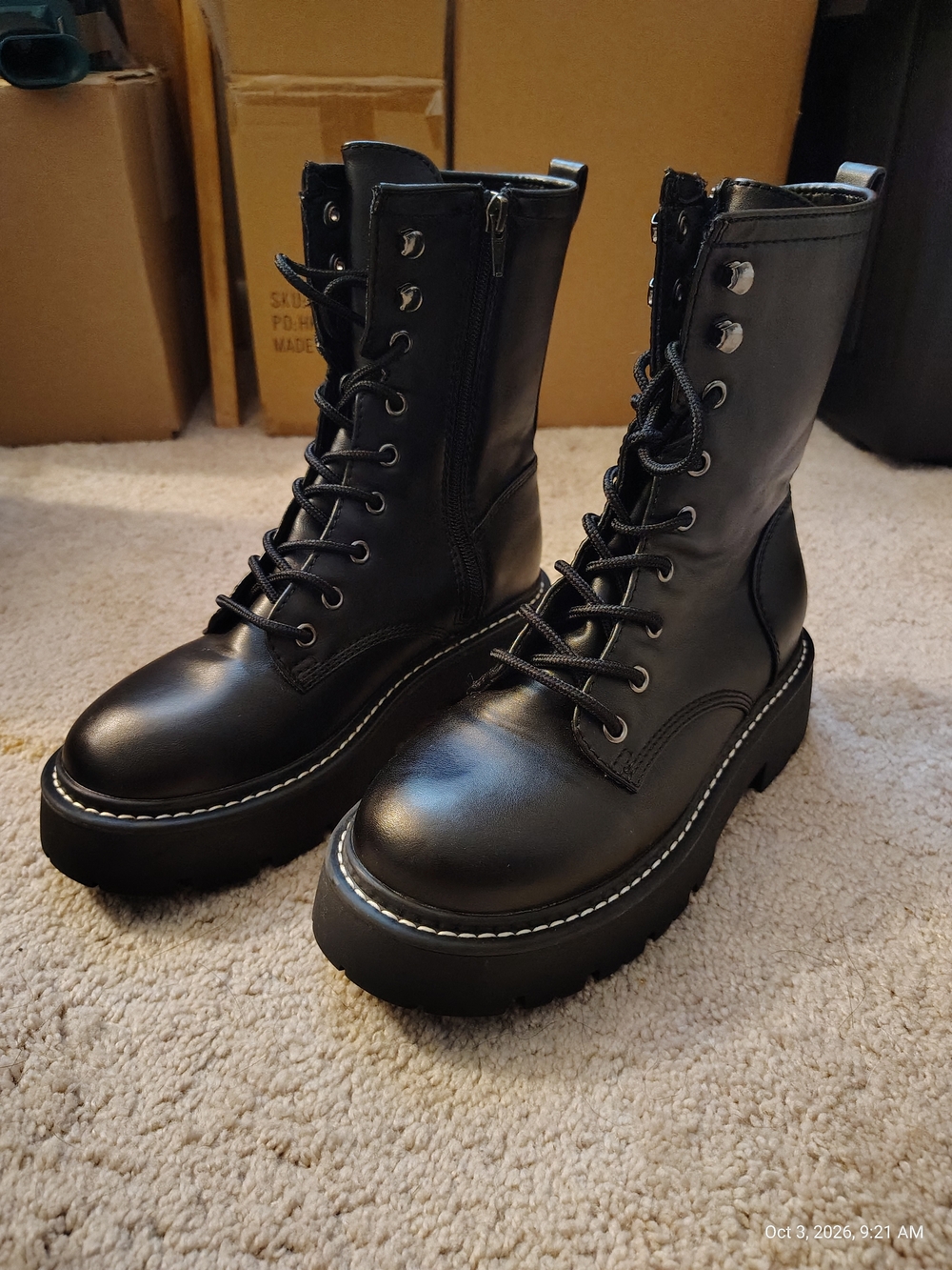 Wild Fable Logan Black Chunky Lug Combat Boots 7